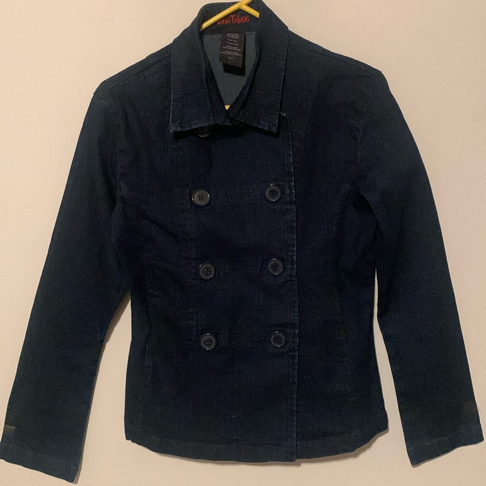 Blue Taboo Button Down Denim Vintage Peacoat Jacket